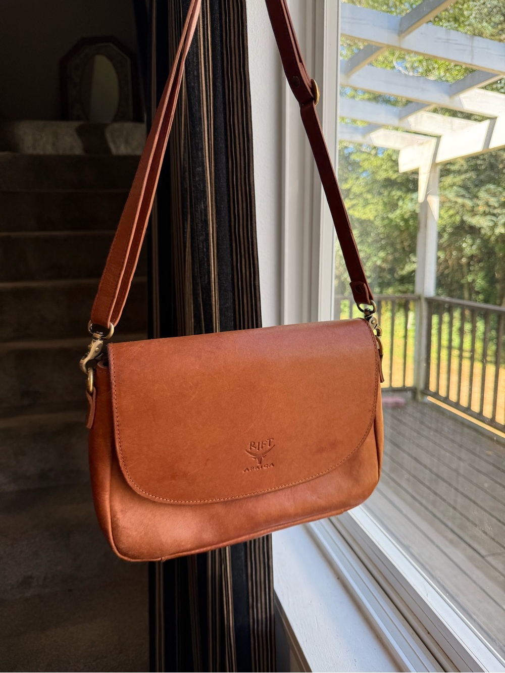 Rift Africa Leather Saddle Bag in Cognac Brown